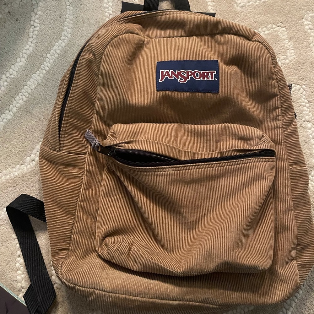 Jansport tan classic corduroy backpack
